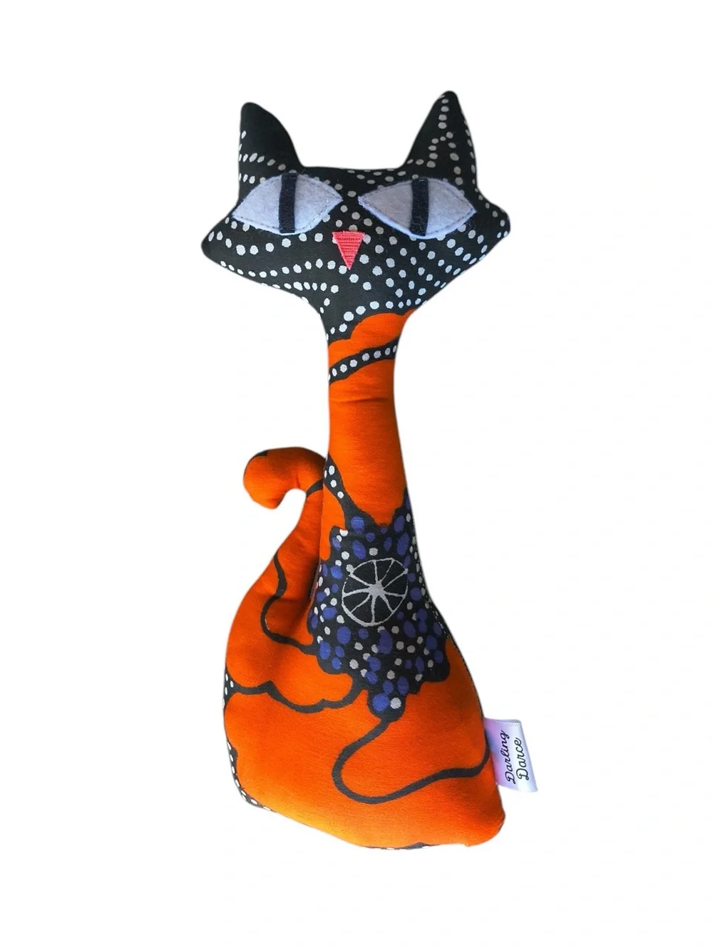 Handmade Orange & Black Atomic Cat Decorative Pillow Plush